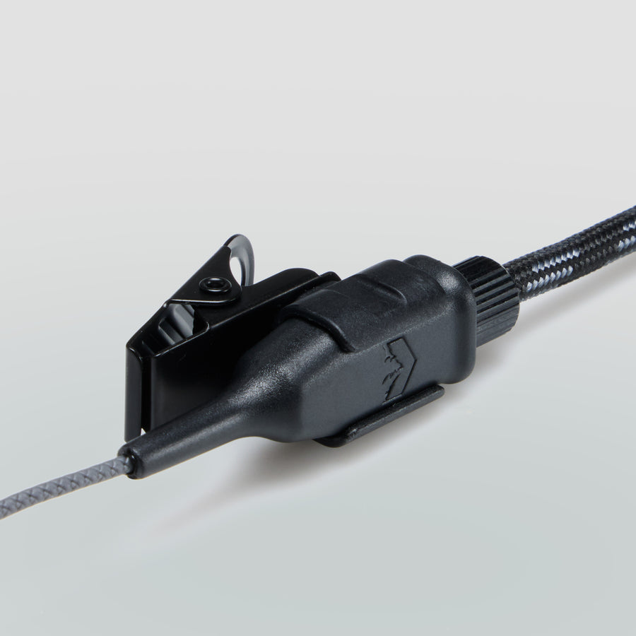 Low profile two-way radio headset with integrated PTT microphone