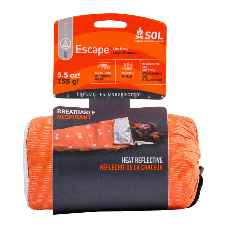Escape Lite™ Bivvy, a 5.5 oz, versatile emergency bivvy bag made with SOL Escape material for ultimate protection against the elements.