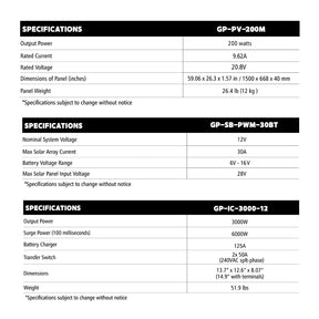 Go Power! Extreme Complete Solar and Inverter System, 600W