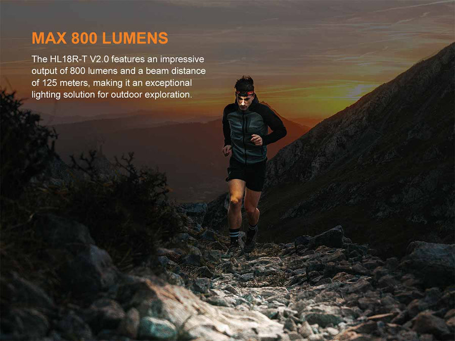 Fenix HL18R-T V2.0 USB-C Rechargeable Headlamp with Dual Top Buttons