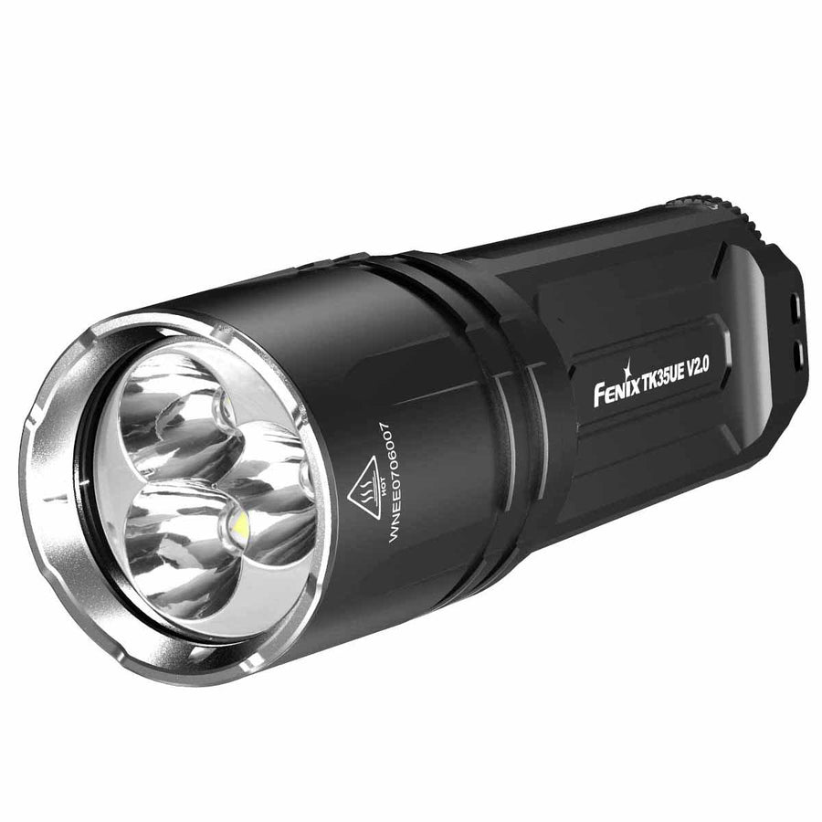 Fenix TK35UE V2.0 flashlight showing dual tail switch controls
