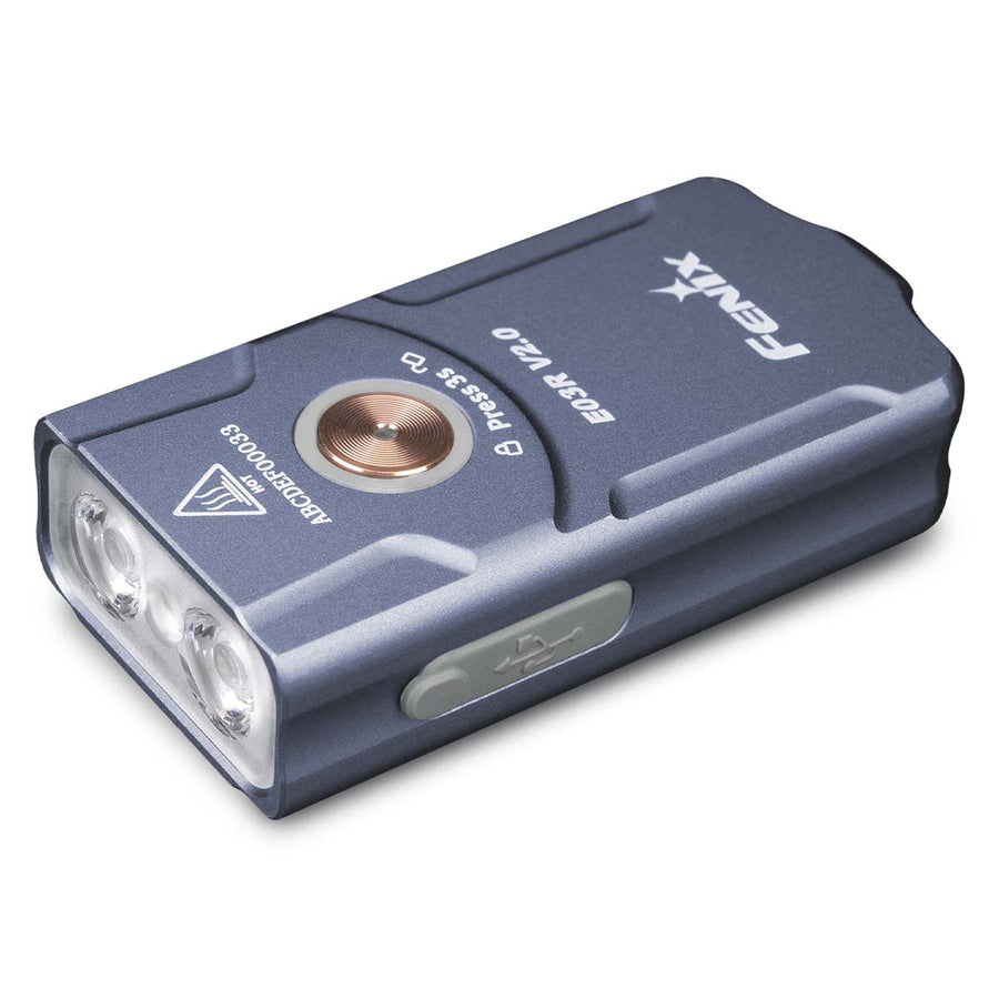 Fenix E03R V2.0 rechargeable keychain flashlight front view