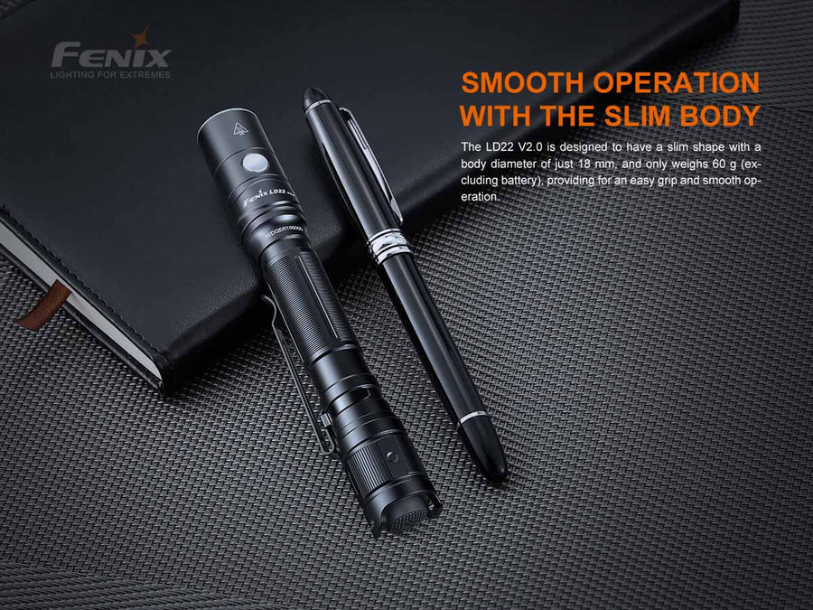 Fenix LD22 V2.0 flashlight with tactical tail switch for instant activation