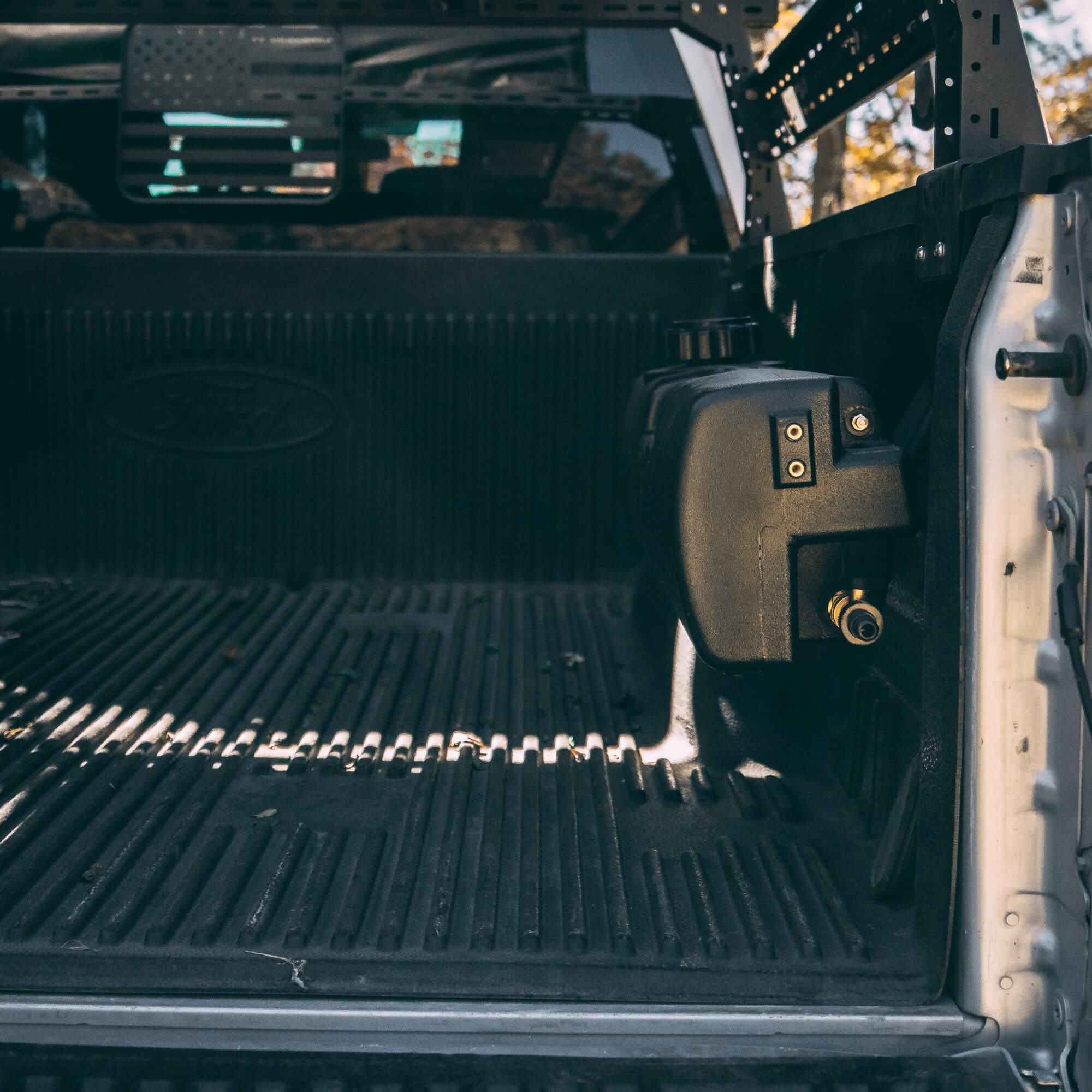 Integrated ratchet strap point on WaterPORT Ford Mount used for gear tie-down