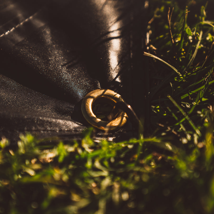 G6 Gazebo Footprint in use with Gazelle G6 Portable Gazebo – The footprint positioned under a Gazelle G6 gazebo, providing a floor and added bug protection.
