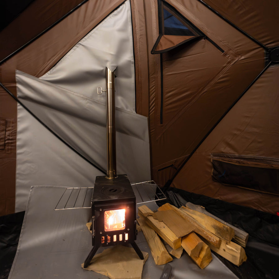 Gazelle Backcountry stove jack kit installed in shelter window