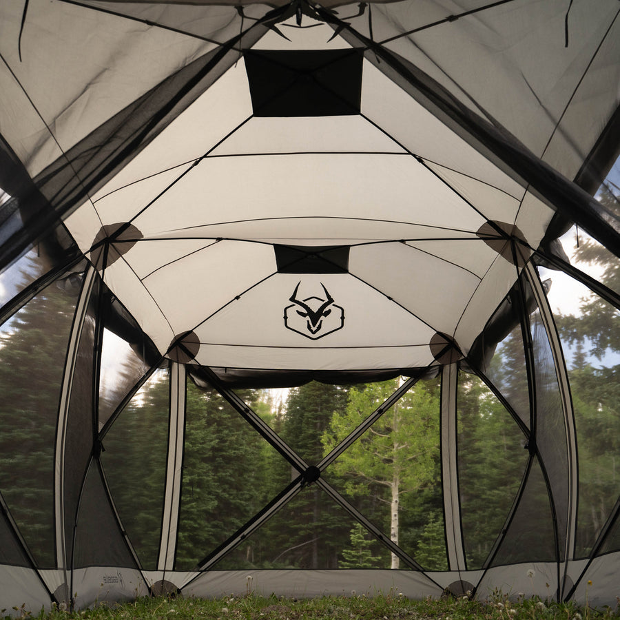 Gazelle Tandem gazebo showing zippered windows for airflow