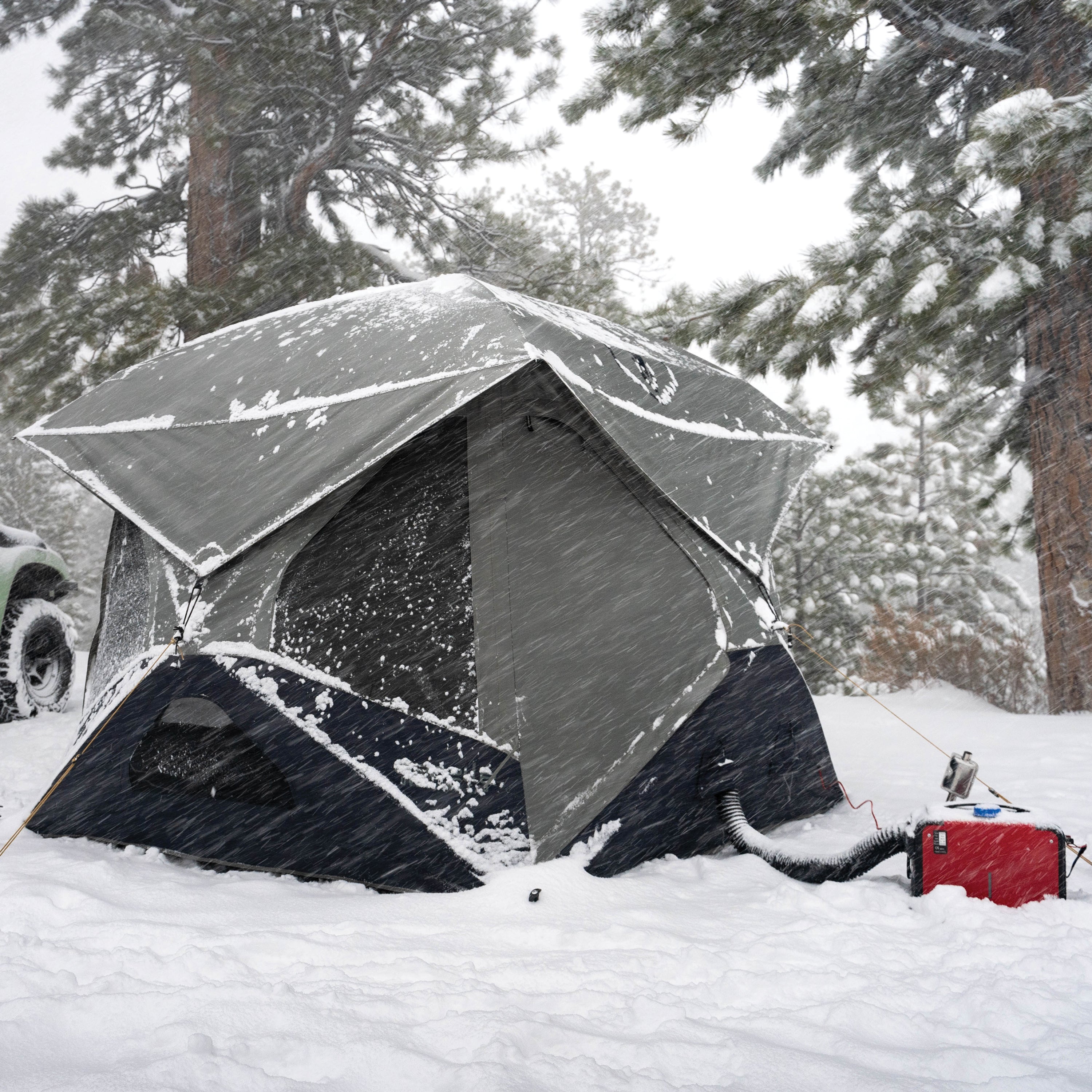 Overland EXP Hub Tent with 78 inch interior height and 94 x 94 inch footprint