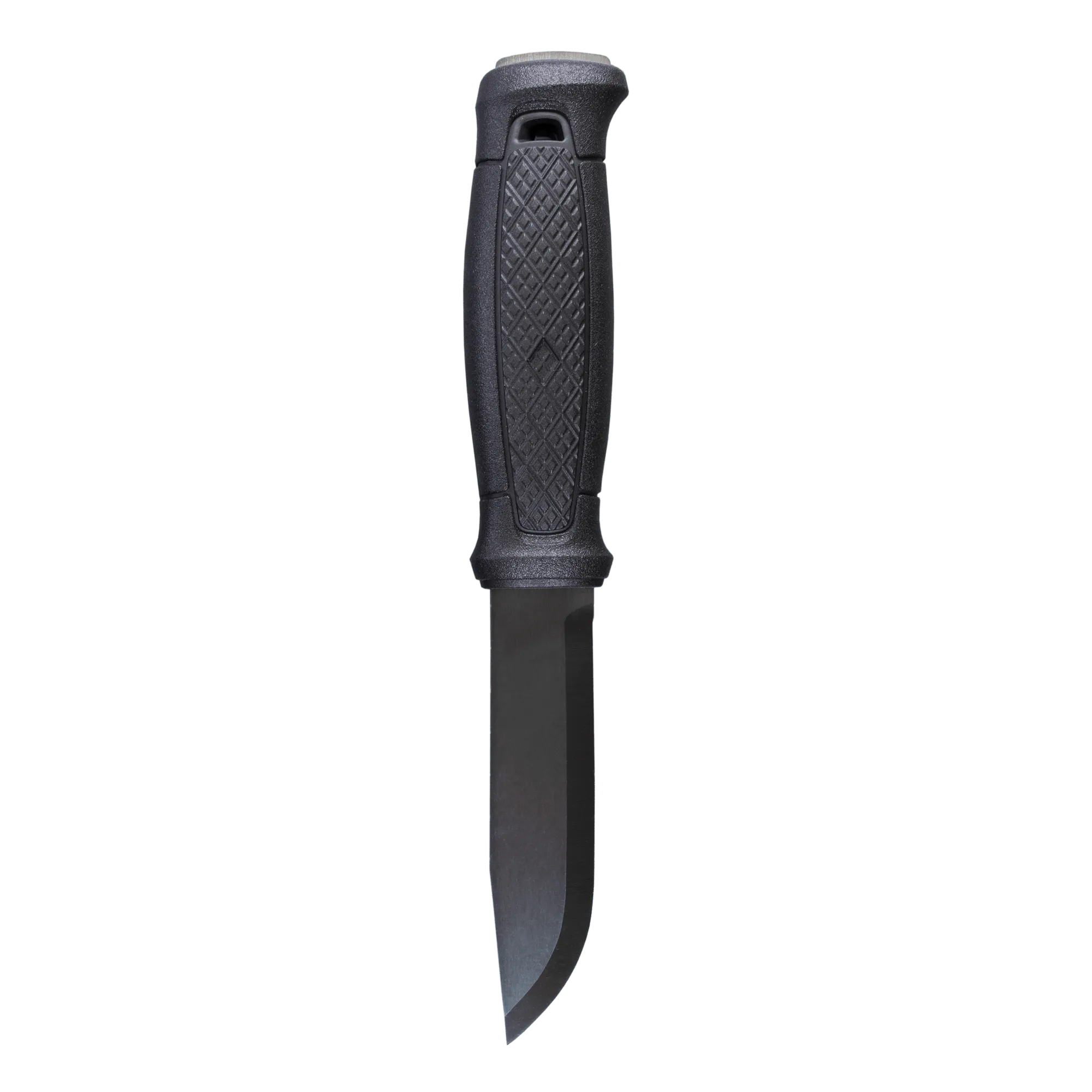 Garberg BlackBlade C carbon steel bushcraft knife with Scandi grind and polymer handle