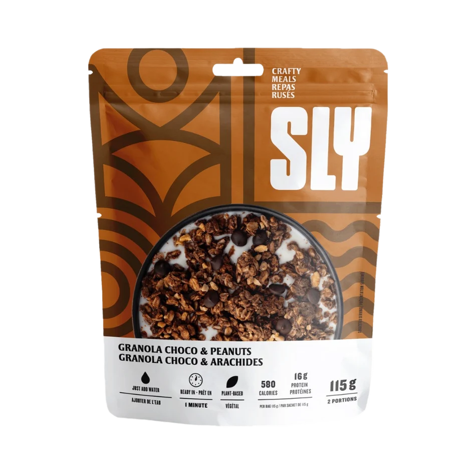 SLY Chocolate Peanut Granola freeze-dried breakfast with dark chocolate and peanuts
