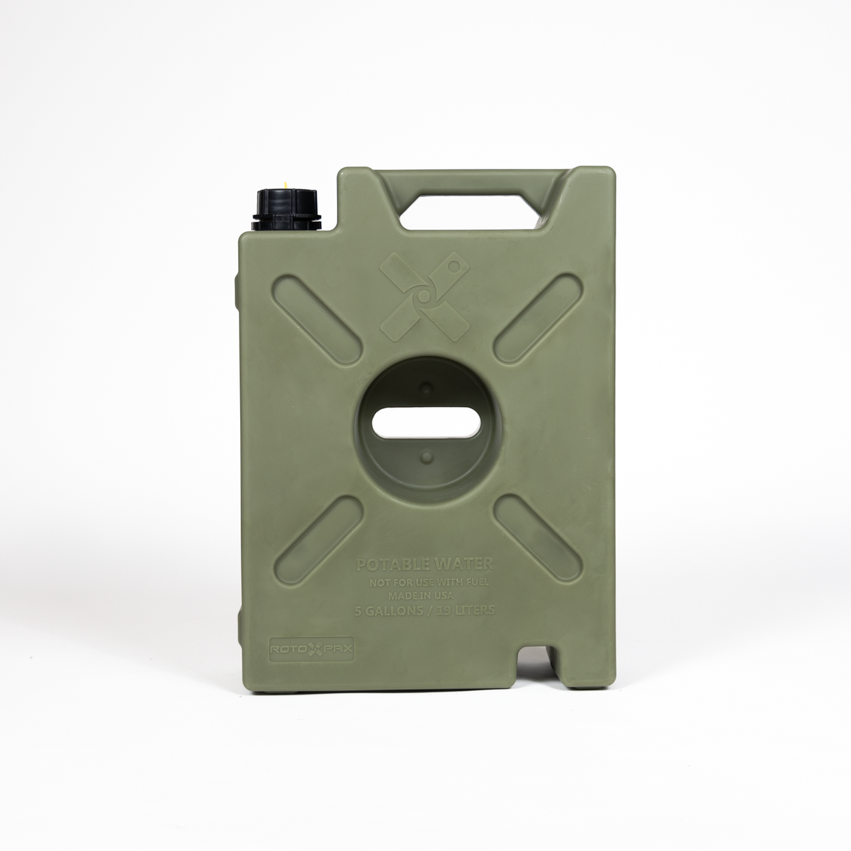 BPA-free RotopaX 5-gallon white water storage container with 10-year leak-free warranty

