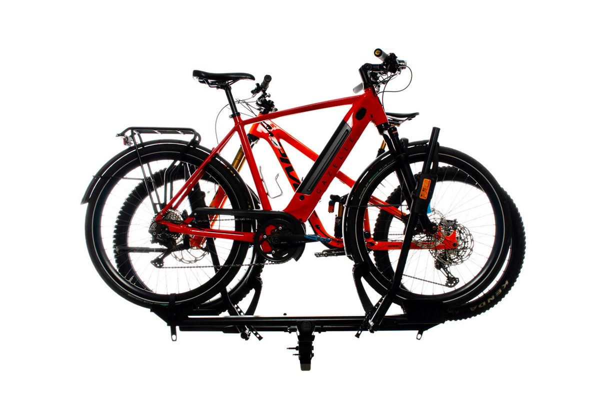 Highnoon bike rack with 2 bikes mounted 