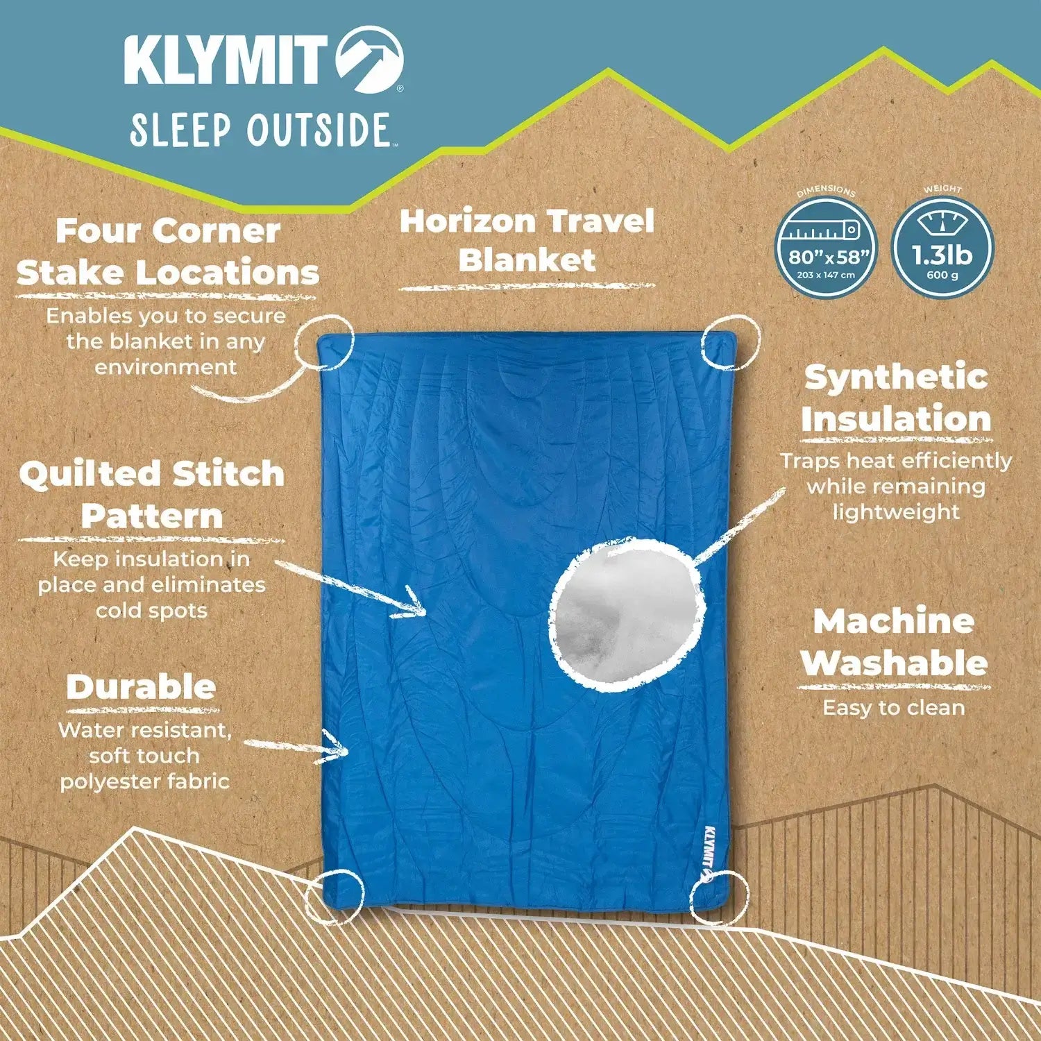 Horizon blanket compressed into travel sack for backpack camping trips