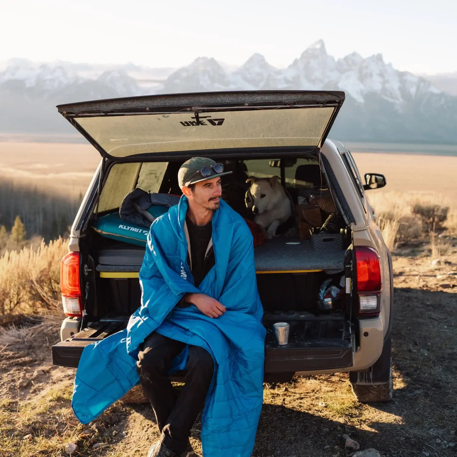 Travel-ready Horizon blanket packed into compression storage bag