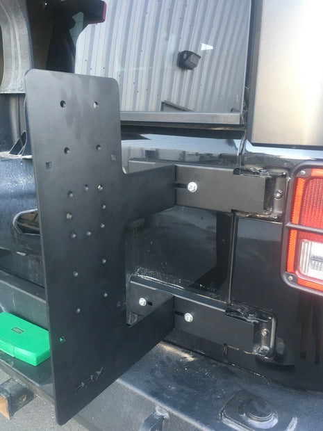 Jeep JK spare tire gas can holder up to 35 inch tire