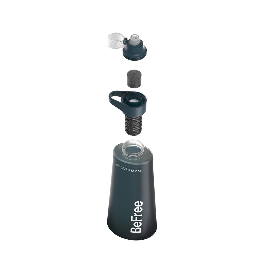 Lightweight Katadyn BeFree AC 1.0L backpacking water filter in Slate Blue