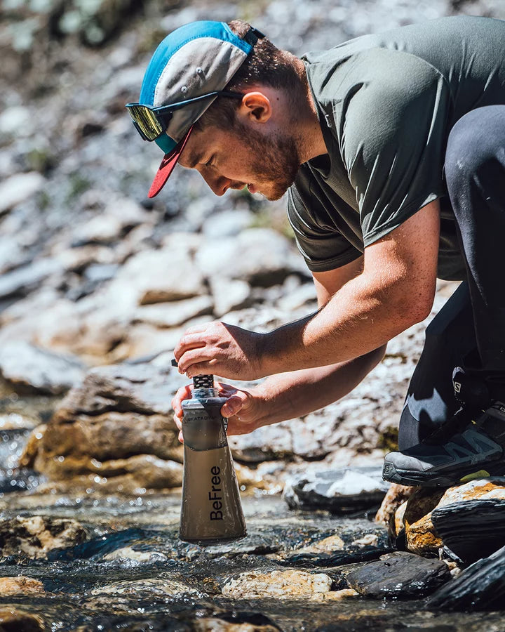 Lightweight Katadyn BeFree AC 1.0L backpacking water filter with activated carbon