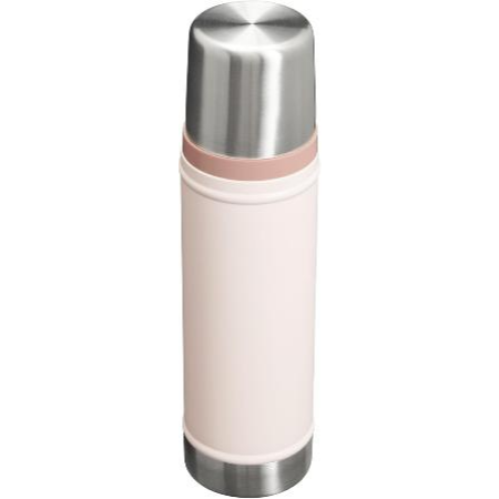 Rugged stainless steel insulated bottle with a slim design, built to withstand dings, dents, and drops, featuring a twist-and-pour stopper and an insulated lid that doubles as a cup