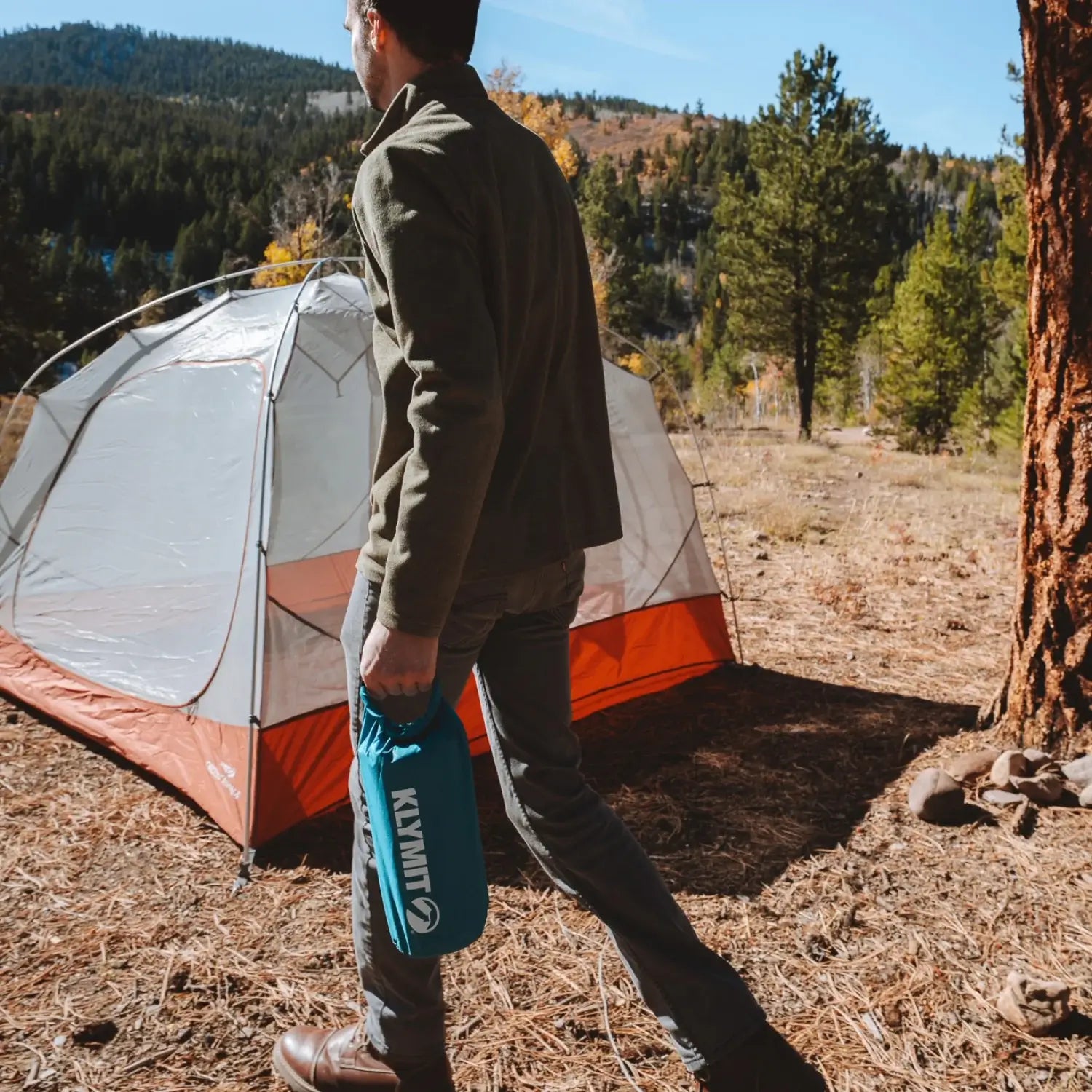 Klymit sleeping pad with Flip Valve for quick inflation and deflation