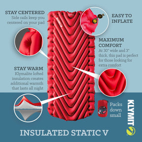 Klymit Insulated Static V Luxe Slapping Pad- Red
