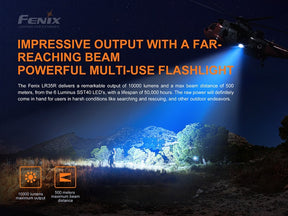 Compact Fenix LR35R flashlight with USB Type-C charging and 2 x 4000mAh Li-ion batteries