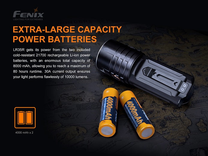 Fenix LR35R with strobe function, wide beam angle, and intelligent memory circuit