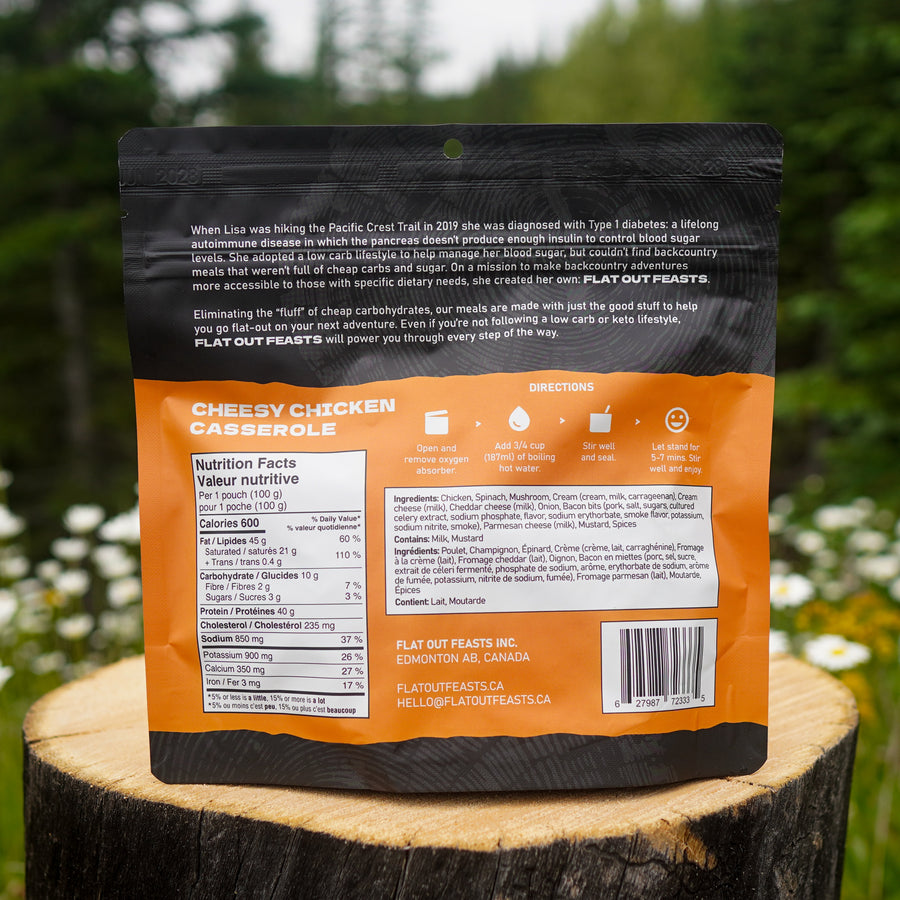 Backpacking freeze-dried cheesy chicken casserole lightweight camping food