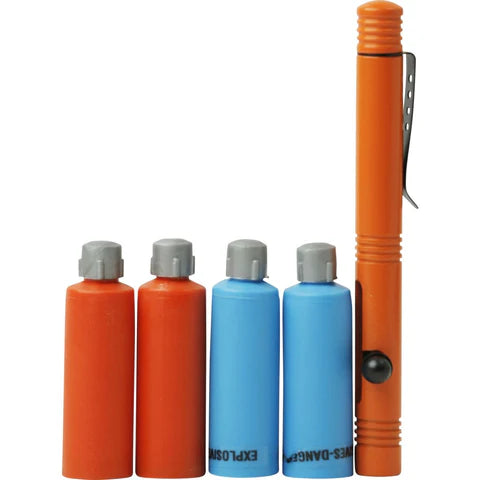 thumb level launcher, 2 Bear Bangers and 2 Whistle Cartridges.
