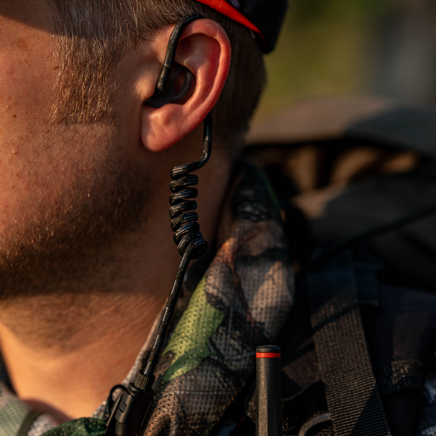 Rocky Talkie headset with over-ear fit and mounting clip