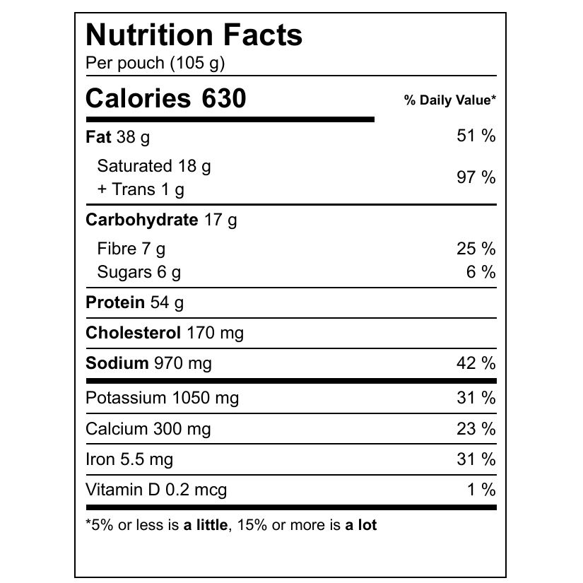 Freeze-dried beef shepherd’s pie meal pouch made in Edmonton Alberta