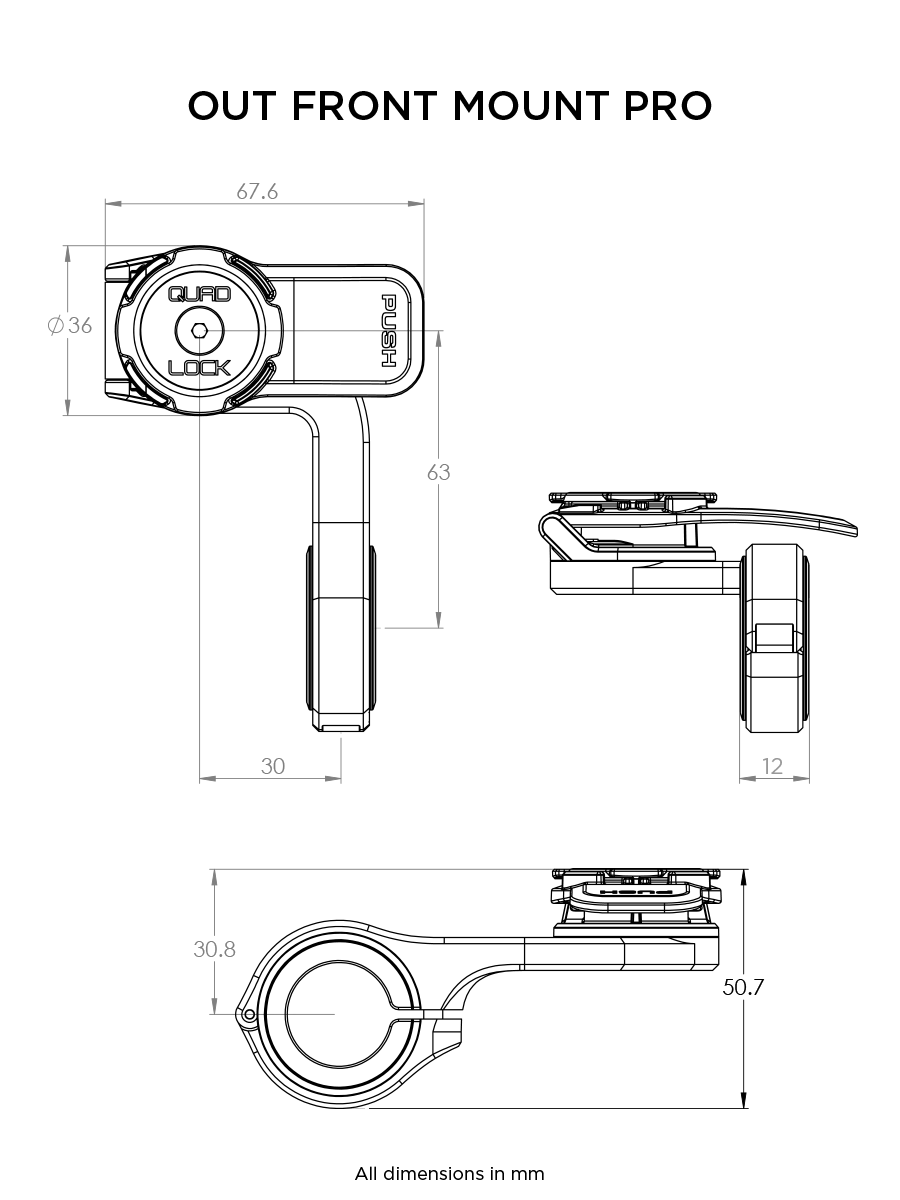 Quad Lock Out Front Mount PRO technical specs