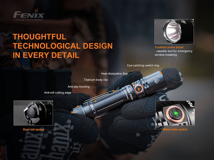 Fenix PD35 V3.0 flashlight with included 18650 Li-ion rechargeable battery