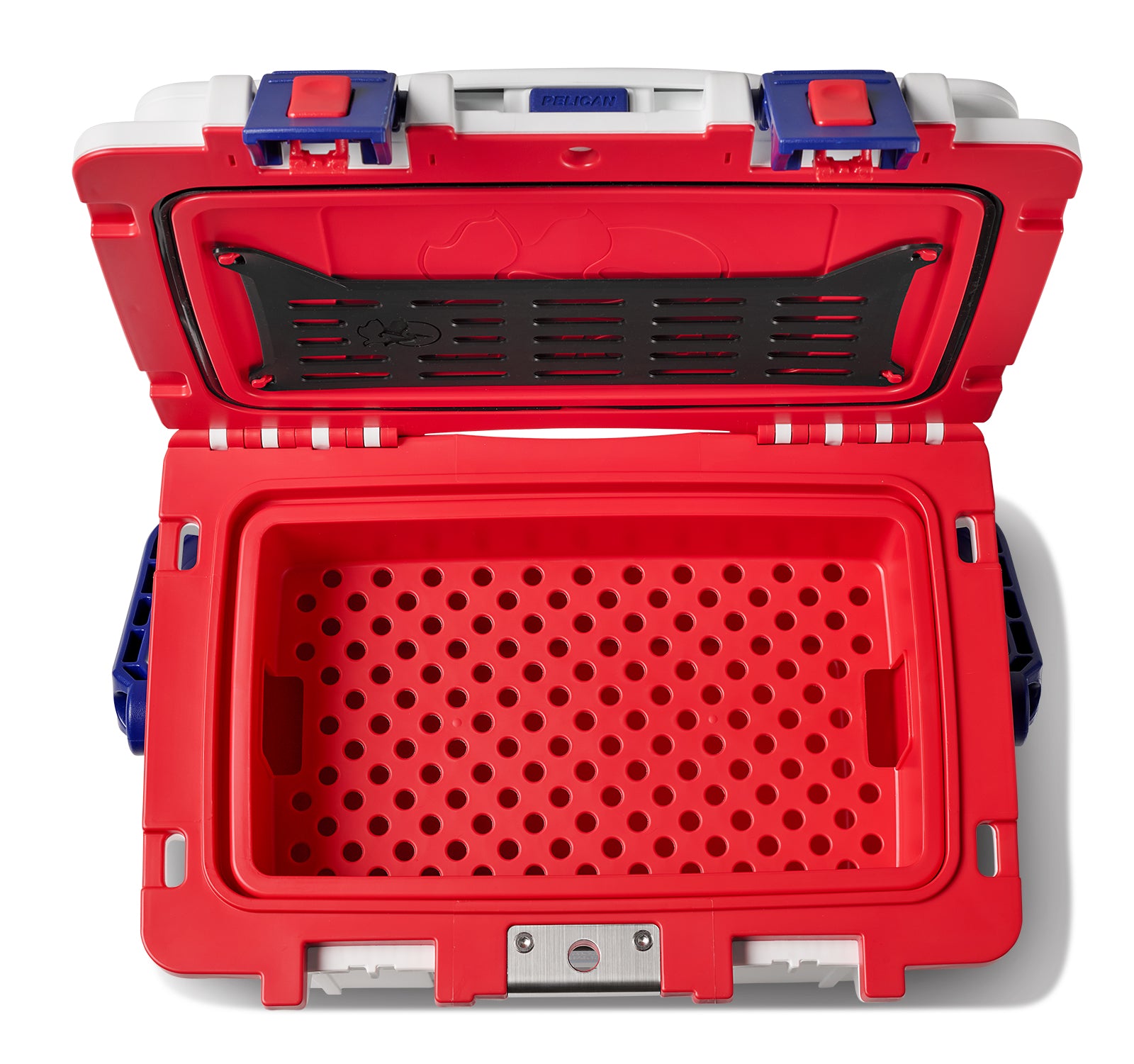 rugged Pelican 14QT cooler in cement and white, small outdoor cooler