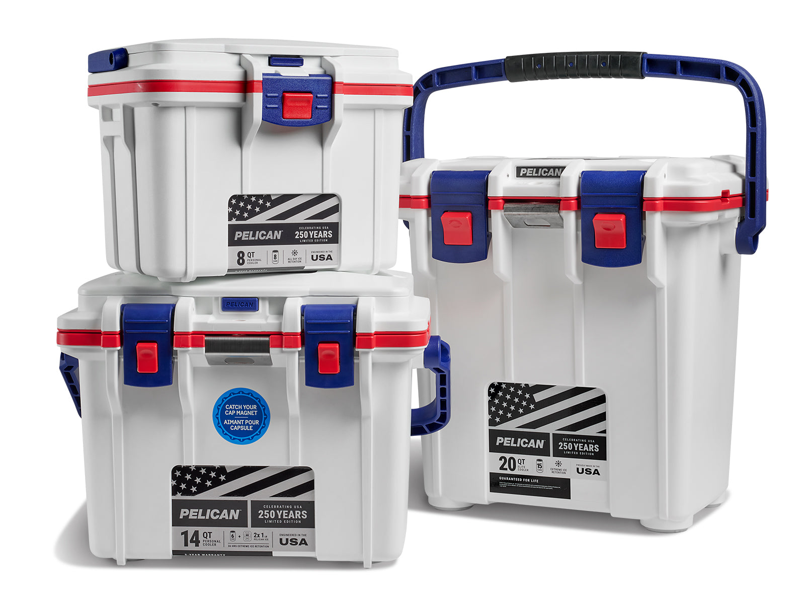side view of Pelican 14QT cooler in kashmir, durable compact ice chest
