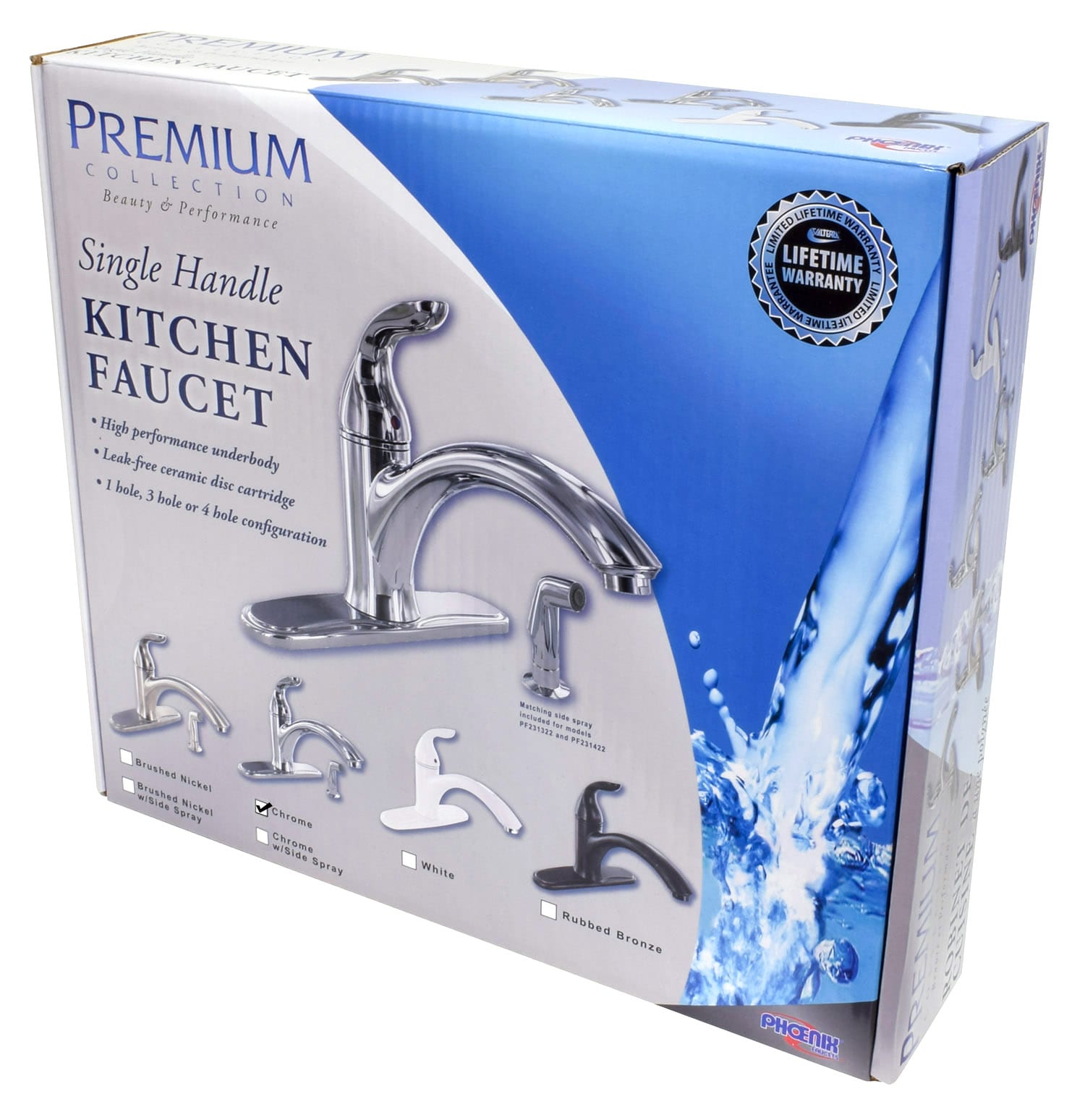 Chrome RV faucet with brass and polymer shanks for durable installation