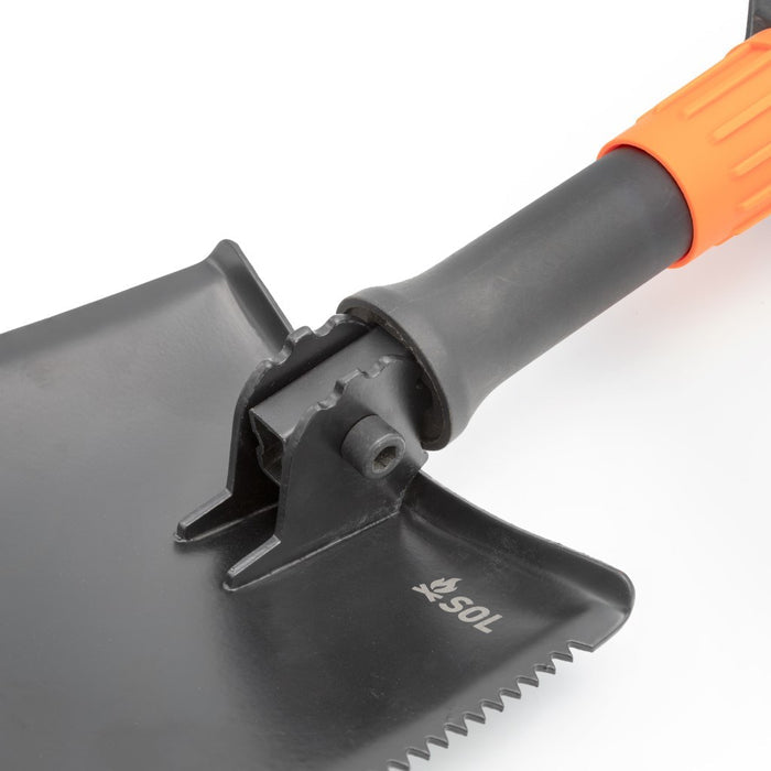 Packable Field Shovel showing orange locking fastener