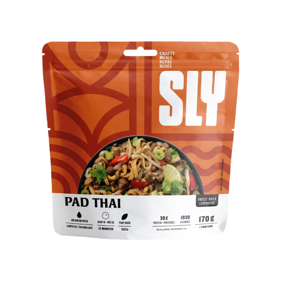 SLY Pad Thai freeze-dried meal with rice vermicelli and plant-based protein