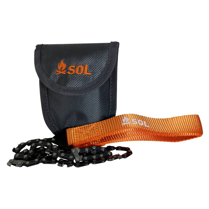 Pocket Chain Saw with 26-inch carbon steel chain and reinforced webbing handles