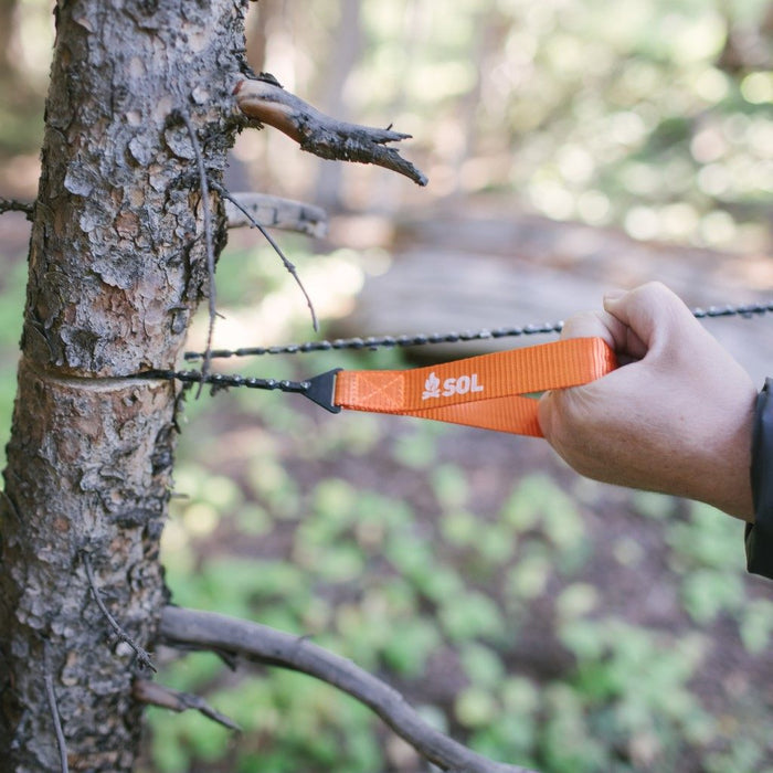 Pocket Chain Saw with easy-grip webbing handles for comfortable manual cutting