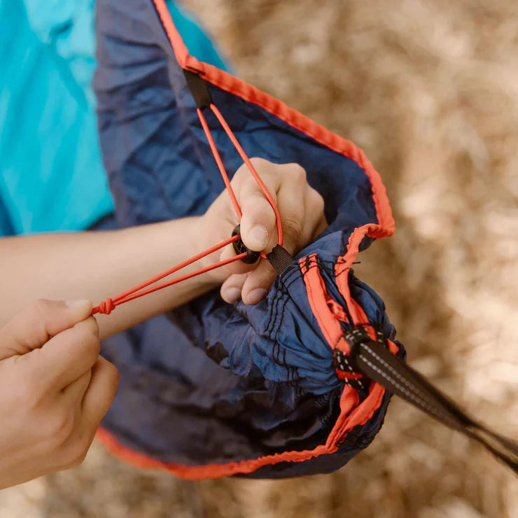 Durable parachute nylon hanging chair with quick setup design for backyard and backcountry use