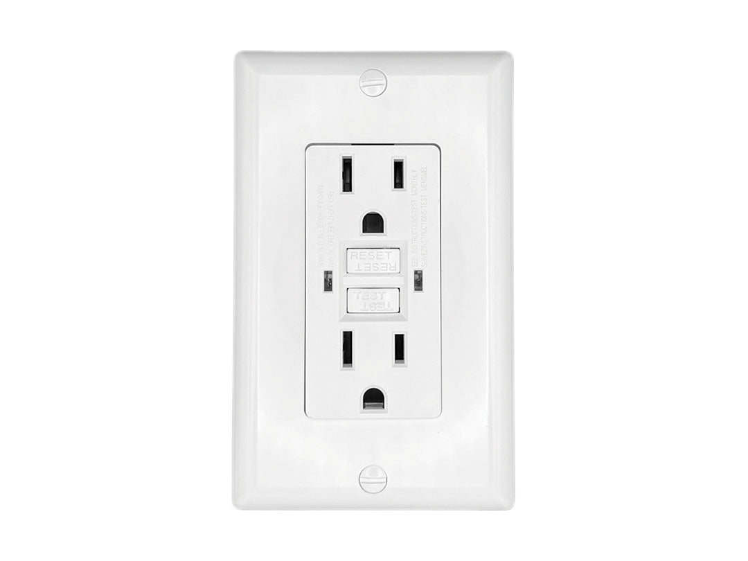 RV Designer S801 white dual GFCI outlet with cover plate for RV electrical systems