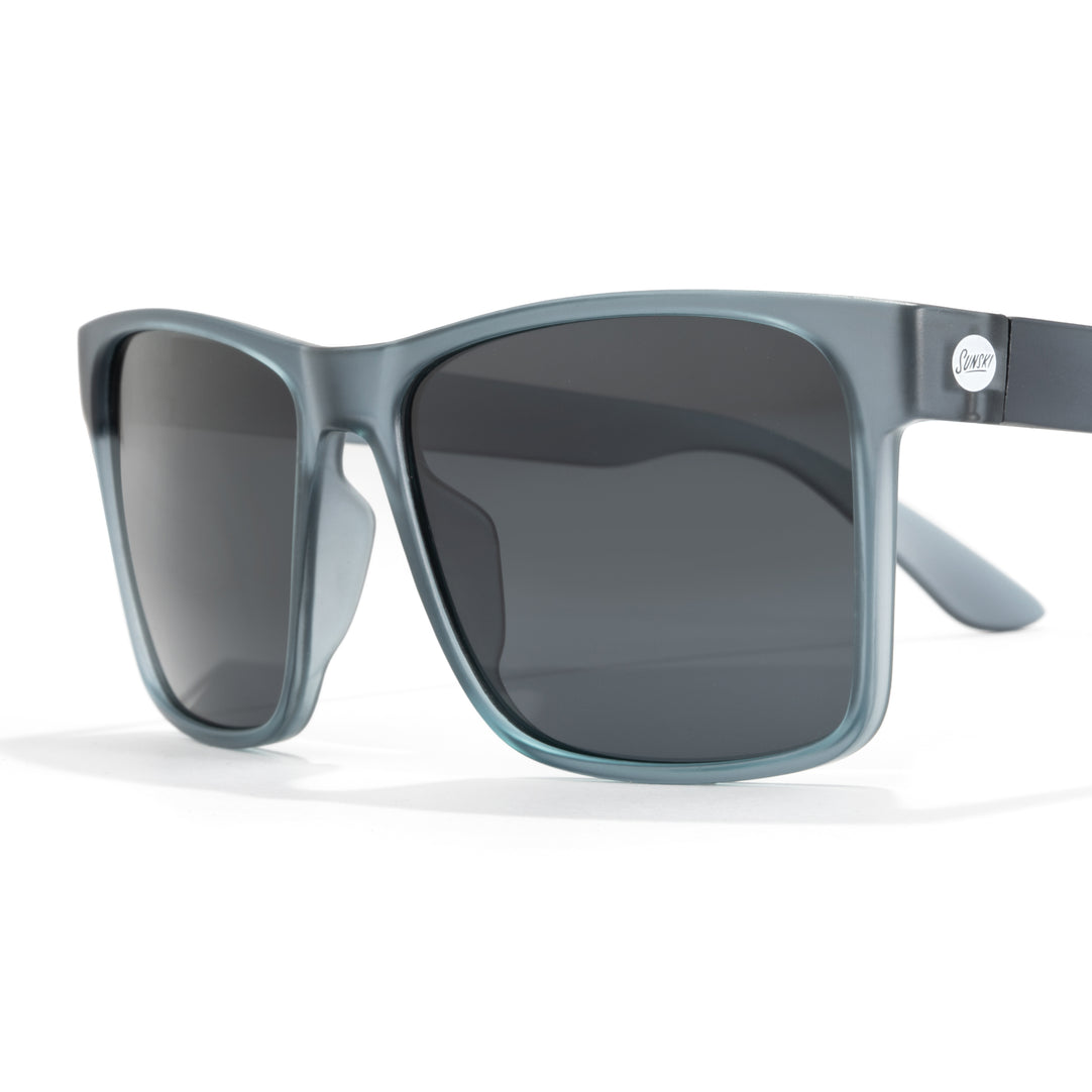 Rectangular sporty sunglasses with red ruby polarized lenses