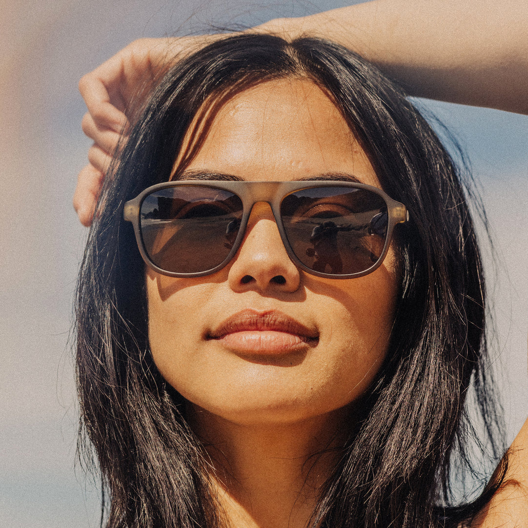 Retro square aviator sunglasses with polarized TAC lenses Sunski Shoreline