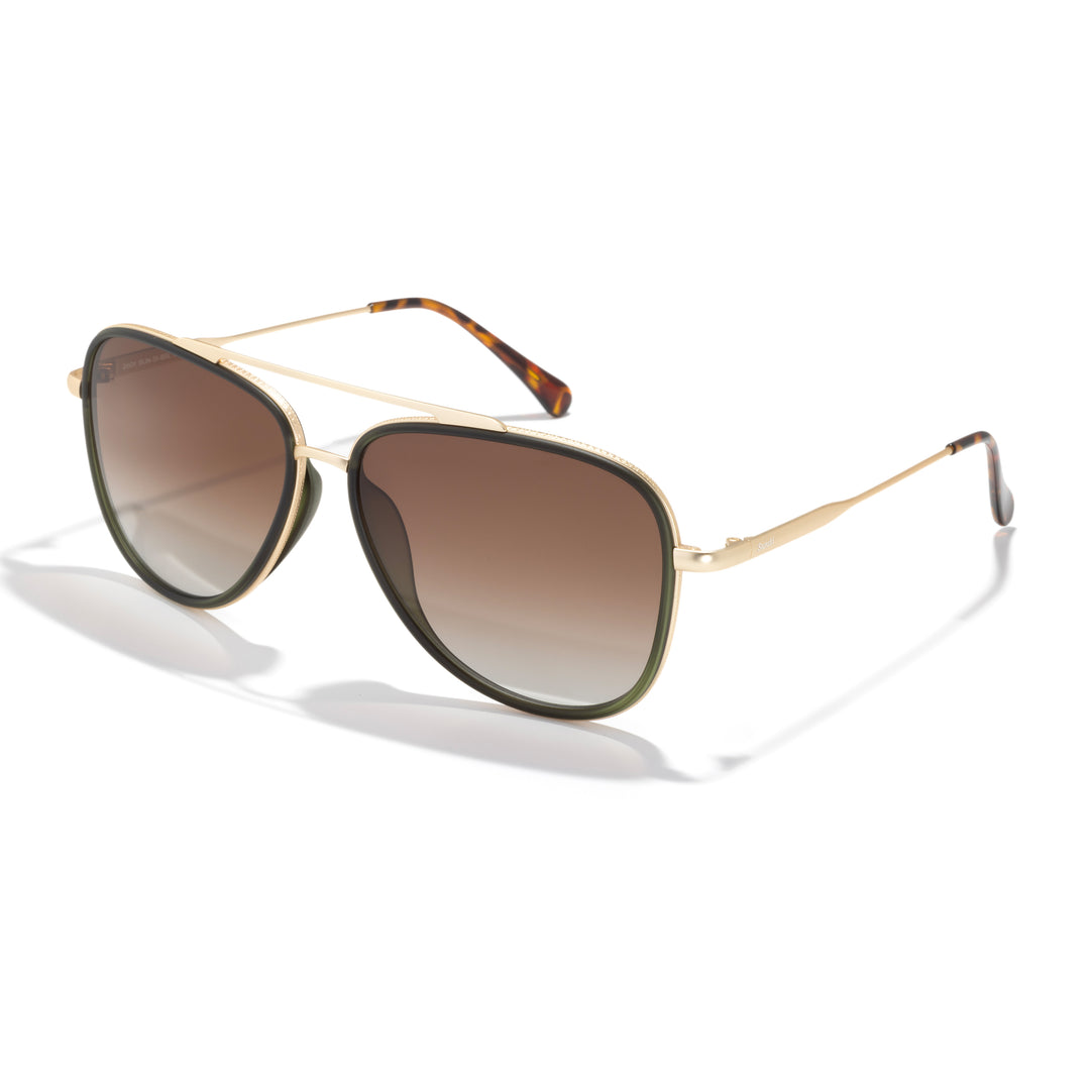 Double brown metal aviator sunglasses with polarized lenses Sunski Sirocco