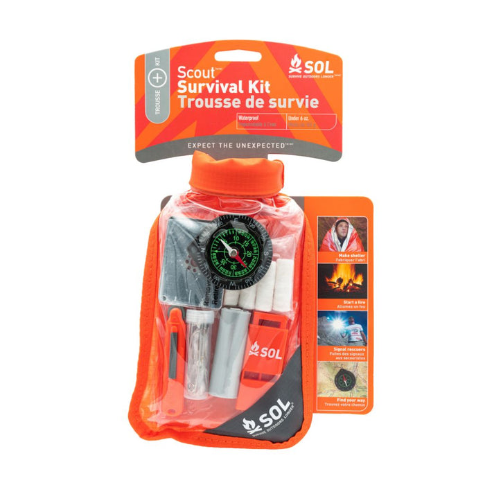 SOL Scout watertight survival kit with emergency gear


