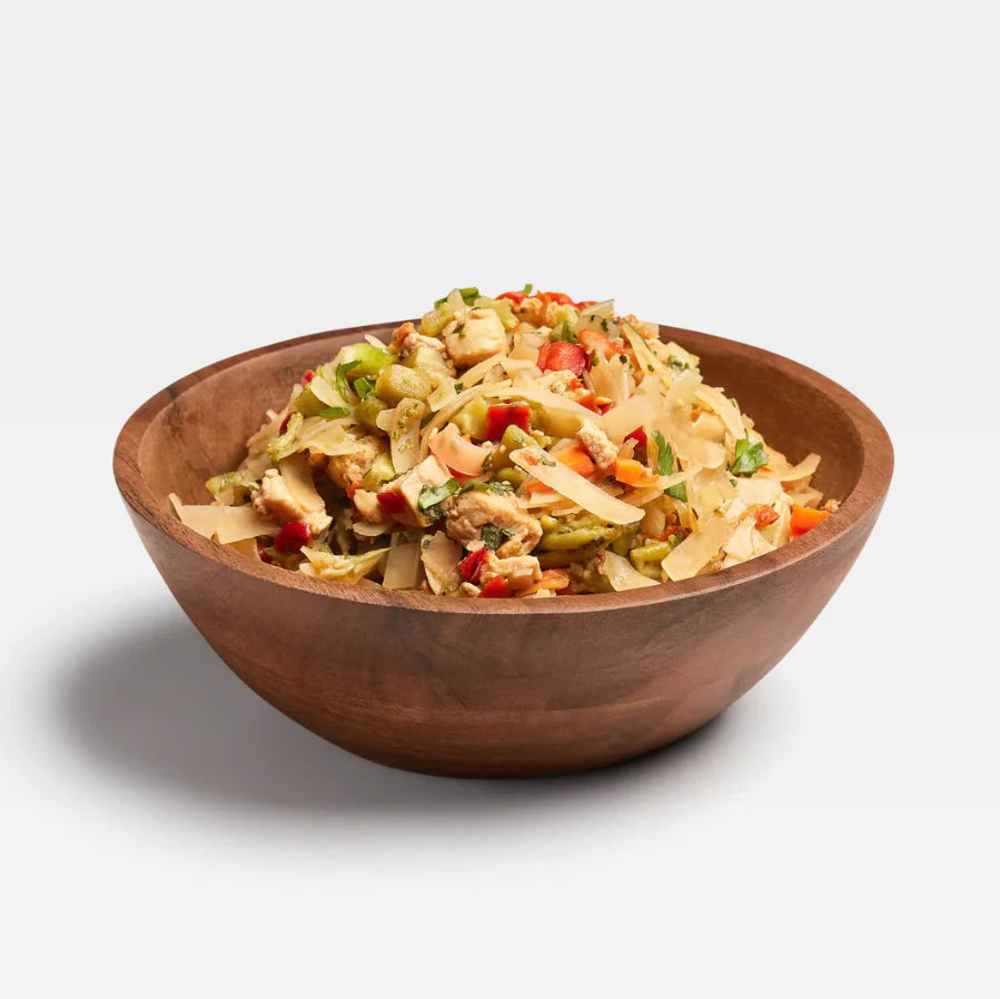 Thai-inspired Drunken Noodles with Chicken outdoor meal