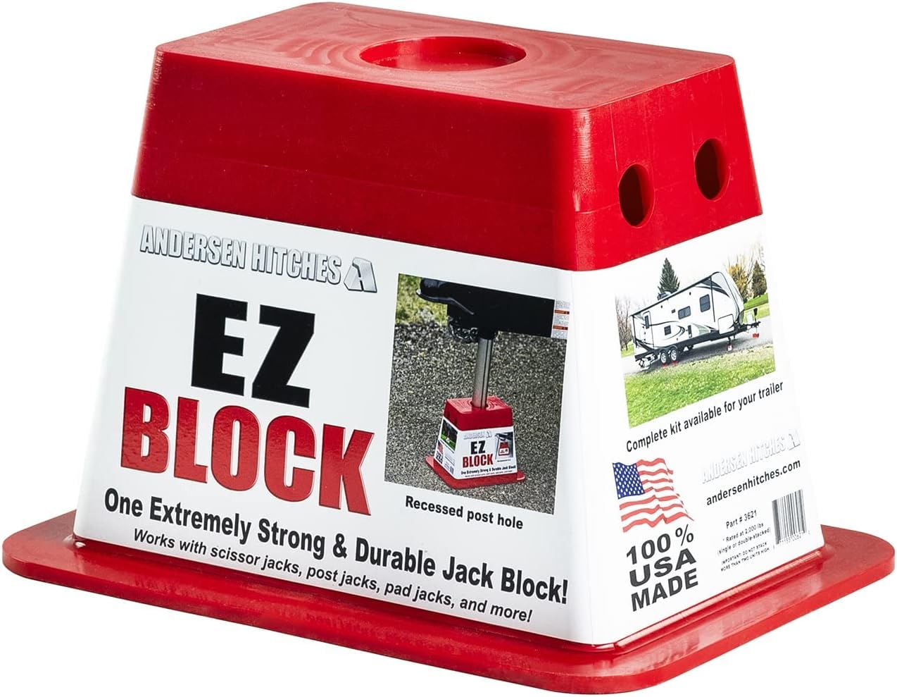 ANDERSEN HITCHES | RV Accessories | Single Trailer EZ Jack Block| Leveling System | RV Stabilizer Stands | Heavy Duty Camper Level for RVs | 3621