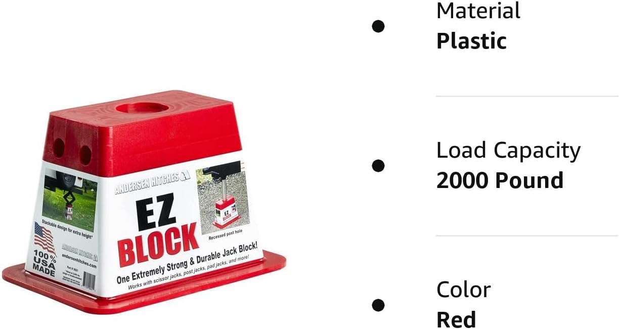 ANDERSEN HITCHES | RV Accessories | Single Trailer EZ Jack Block| Leveling System | RV Stabilizer Stands | Heavy Duty Camper Level for RVs | 3621