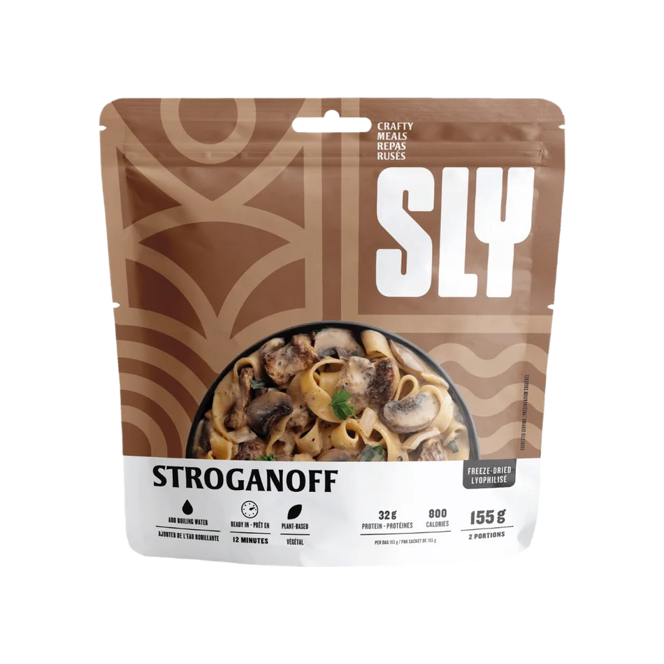 SLY Stroganoff freeze-dried meal with tagliatelle, mushrooms and plant-based protein
