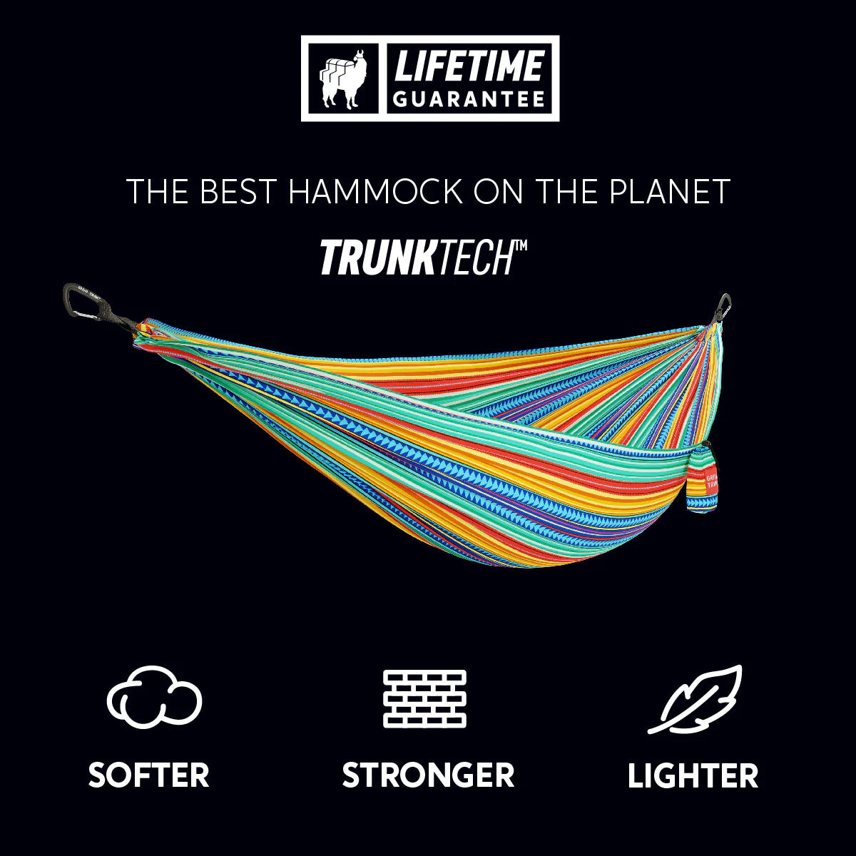 Double TRUNKTECH hammock with 500 lb capacity and breathable diamond ripstop nylon